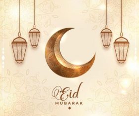 Eid mubarak golden decor pattern vector