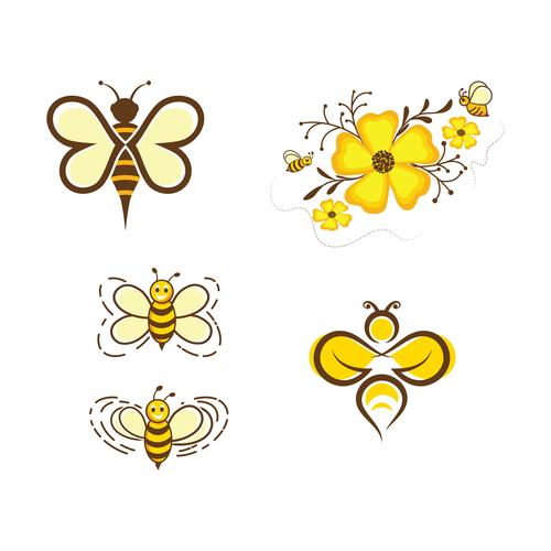Flower and bee logo vector