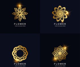 Flower gold abstract logo vector