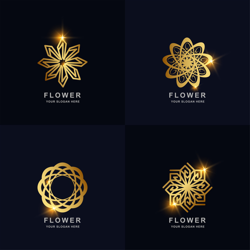 Flower gold abstract logo vector