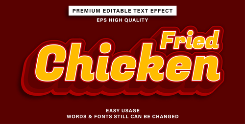 Fried chicken text effect new style vector