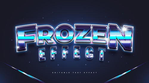 Frozen 3d editable text style effect vector