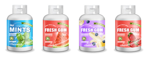 Fruit flavor chewing gum vector