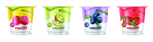 Fruit flavor yogurt vector