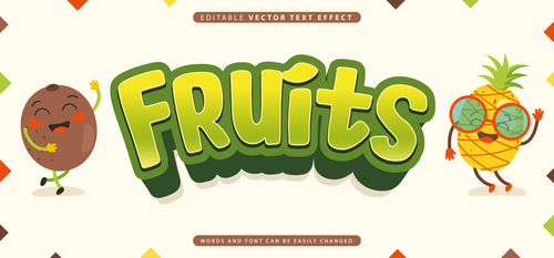Fruits editable vector text effect vector