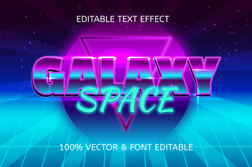 Galaxy space style retro editable text effect vector