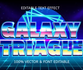 Galaxy triiagle style retro editable text effect vector