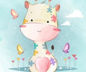 Giraffe baby cartoon vector