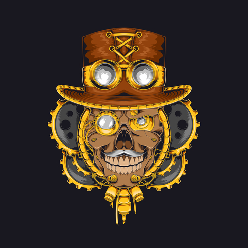 Gold skull esports logo vector