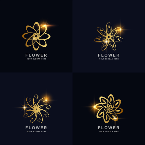 Golden flower abstract logo vector