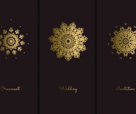 Golden mandala pattern vector on black background