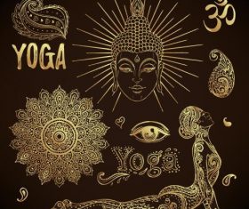 Golden yoga element illustration vector
