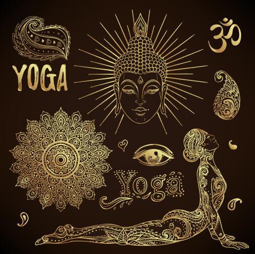 Golden yoga element illustration vector