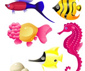 Goldfish seahorse illustration vector