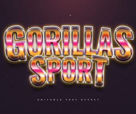 Gorillas sport 3d editable text style effect vector