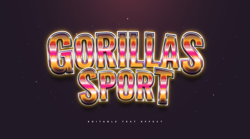 Gorillas sport 3d editable text style effect vector