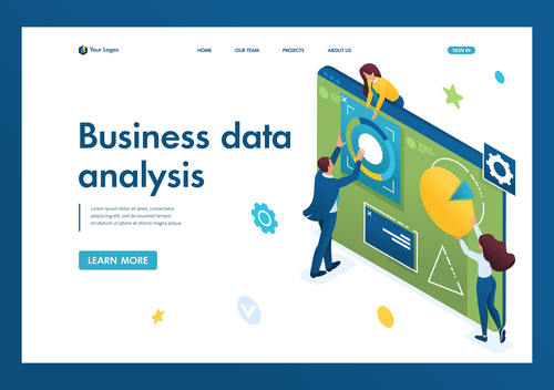 Graphic design business data analysis vector