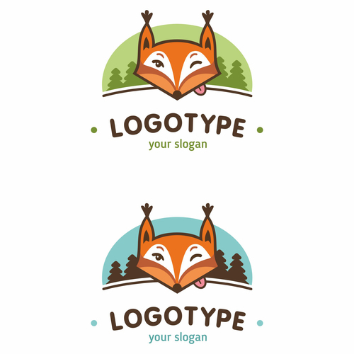 Green and blue fox logo design vector
