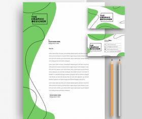 Green business letterhead and business card vector