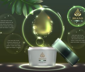 Green essence cosmetics advertisement vector