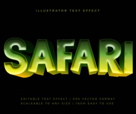 Green safari jungle vector editable text effect