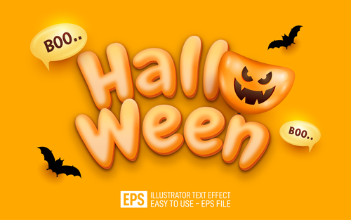 Happy Halloween text editable style effect vector