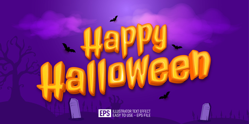 Happy Halloween vector editable text effect