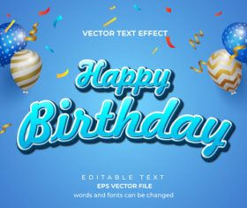 Happy birthday vector editable text effect
