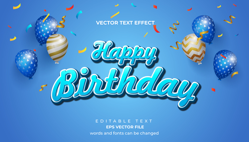 Happy birthday vector editable text effect