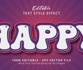 Happy editable text style effect vector