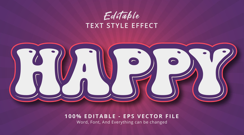 Happy editable text style effect vector