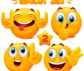 Happy emoticon set vector
