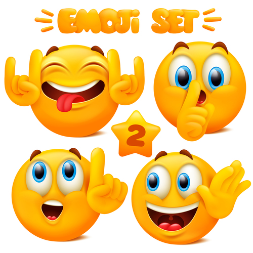 Happy emoticon set vector