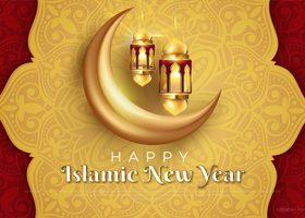 Happy islamic new year card vector