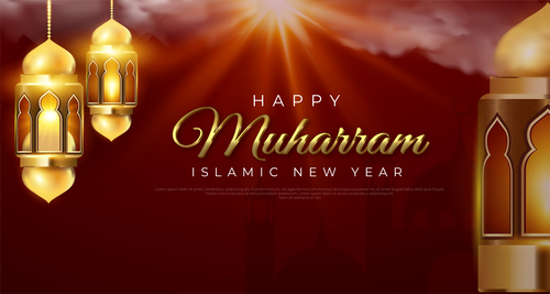 Happy new year islamic greeting card vector