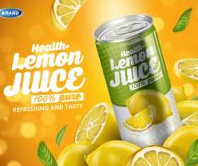 Health lemon soft drink ad vector