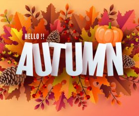 Hello autumn background card vector