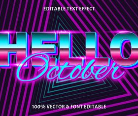 Hello october editable text effect vector
