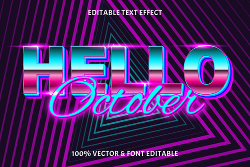 Hello october editable text effect vector