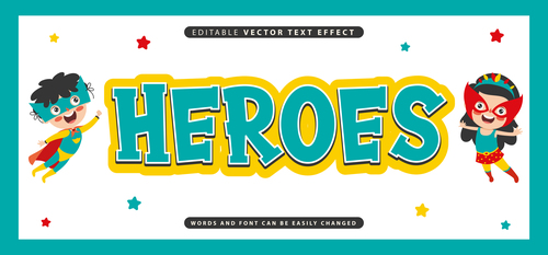 Heroes editable vector text effect vector