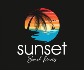Hot beach party logo vector