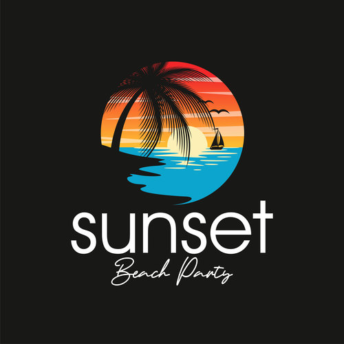 Hot beach party logo vector