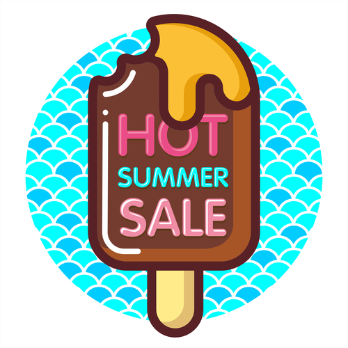 Hot summer ice cream sale vector