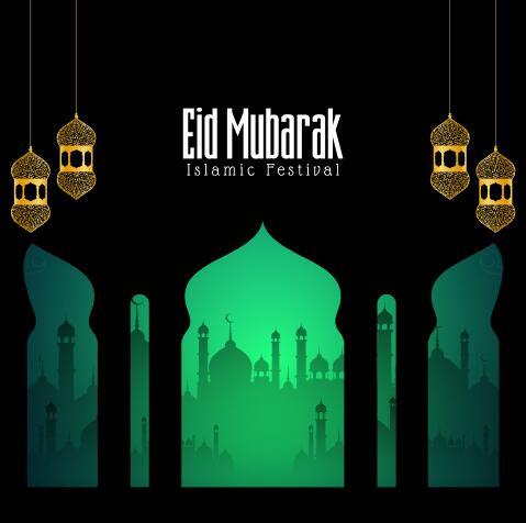 Islamic eid mubarak background vector