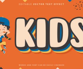 Kids cartoon background editable vector text effect vector