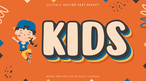 Kids cartoon background editable vector text effect vector