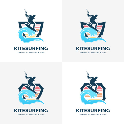 Kitesurfing logo vector design