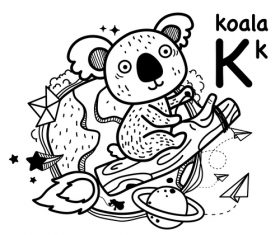 Koala english word cartoon illustration vector