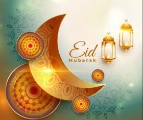 Light and pattern pattern background Eid mubarak card vector