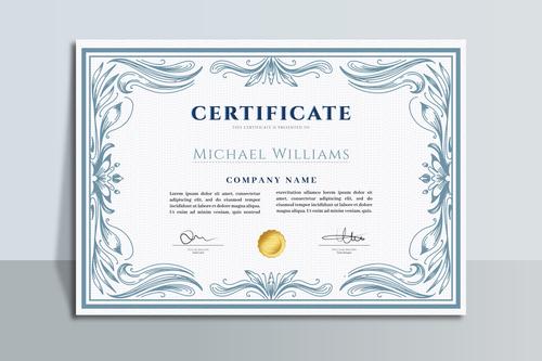 Light blue graduation certificate design template vector